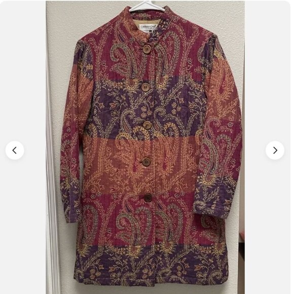 Coldwater Creek Paisley Print Multicolored Button Down Jacket Small Petite - Picture 1 of 4